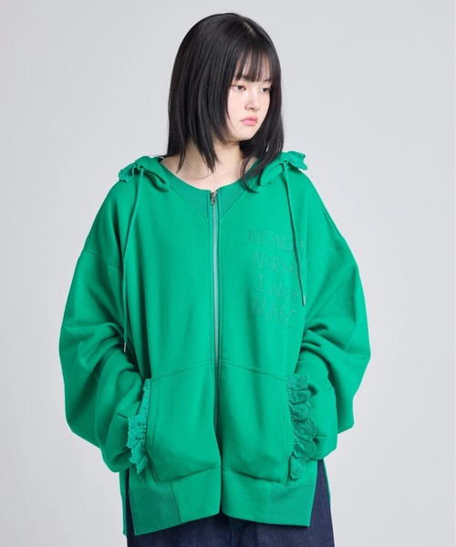 Little sunny bite（リトルサニーバイト）の「littlesunnybite/リトルサニーバイト/lacy-logo-hoodie（パーカー・レディース・ブラック/モスグリーン/ホワイト・S/M）」の4枚目の写真