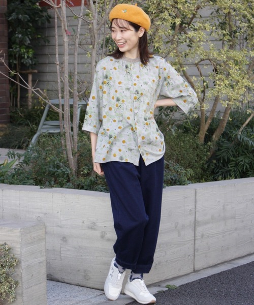 セール】ロゴワンポイント刺繍ライトインレイデニムタックパンツ