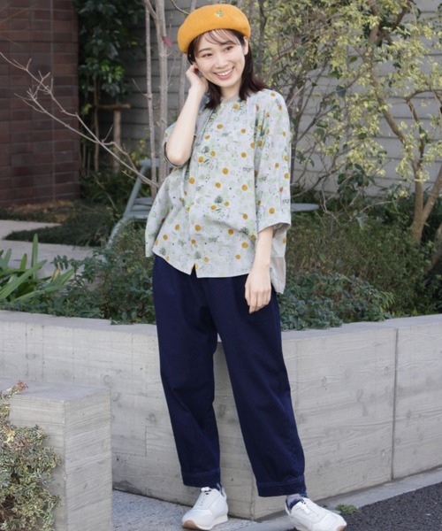 SUPER HAKKA（スーパーハッカ）の「ロゴワンポイント刺繍ライトインレイデニムタックパンツ（デニムパンツ・レディース・ネイビー/ブルー・S/M）」の7枚目の写真