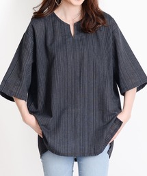 MARAI（マーライ）の「五分袖 キーネックTシャツ エスニックシャツ チェニック（Tシャツ/カットソー）」