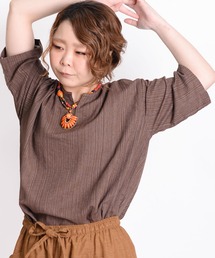 MARAI（マーライ）の「五分袖 半袖 キーネックTシャツ エスニックシャツ（Tシャツ/カットソー）」