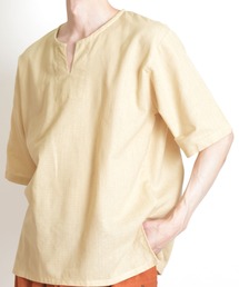 MARAI（マーライ）の「五分袖 キーネックTシャツ エスニックシャツ チェニック（Tシャツ/カットソー）」