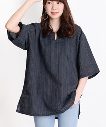 MARAI（マーライ）の「五分袖 キーネックTシャツ エスニックシャツ チェニック（Tシャツ/カットソー）」