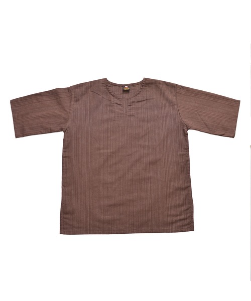 MARAI(マーライ)の「五分袖 半袖 キーネックTシャツ エスニックシャツ(Tシャツ/カットソー・レディース・オレンジ/カーキ/ネイビー/グレー/ブラウン/ブラック/パープル/ダークグリーン/ワイン/キャメル/ライトグリーン/クリーム・MEDIUM/LARGE)」の15枚目の写真
