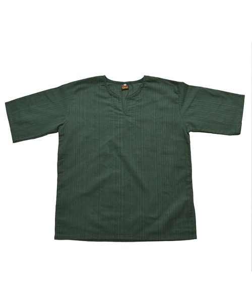 MARAI(マーライ)の「五分袖 半袖 キーネックTシャツ エスニックシャツ(Tシャツ/カットソー・レディース・オレンジ/カーキ/ネイビー/グレー/ブラウン/ブラック/パープル/ダークグリーン/ワイン/キャメル/ライトグリーン/クリーム・MEDIUM/LARGE)」の17枚目の写真