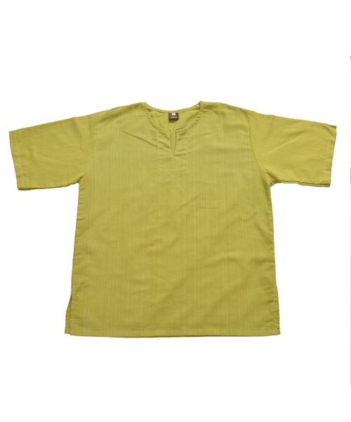 MARAI(マーライ)の「五分袖 半袖 キーネックTシャツ エスニックシャツ(Tシャツ/カットソー・レディース・オレンジ/カーキ/ネイビー/グレー/ブラウン/ブラック/パープル/ダークグリーン/ワイン/キャメル/ライトグリーン/クリーム・MEDIUM/LARGE)」の19枚目の写真