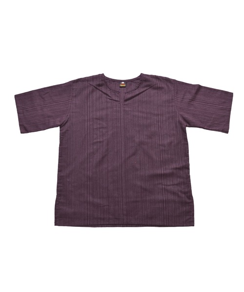 MARAI(マーライ)の「五分袖 半袖 キーネックTシャツ エスニックシャツ(Tシャツ/カットソー・レディース・オレンジ/カーキ/ネイビー/グレー/ブラウン/ブラック/パープル/ダークグリーン/ワイン/キャメル/ライトグリーン/クリーム・MEDIUM/LARGE)」の21枚目の写真