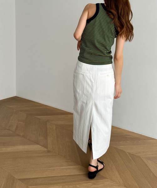 CANAL JEAN（キャナルジーン）の「PLAN　マルチボーダーパイピングタンク（タンクトップ・レディース・ブルー/グリーン・ONE SIZE）」の4枚目の写真