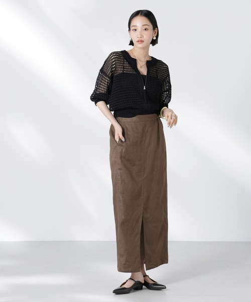 NANO universe（ナノユニバース）の「メッシュニットジップカーディガン（カーディガン/ボレロ・レディース・ピンク/ブラック/オフホワイト・FREE）」の14枚目の写真