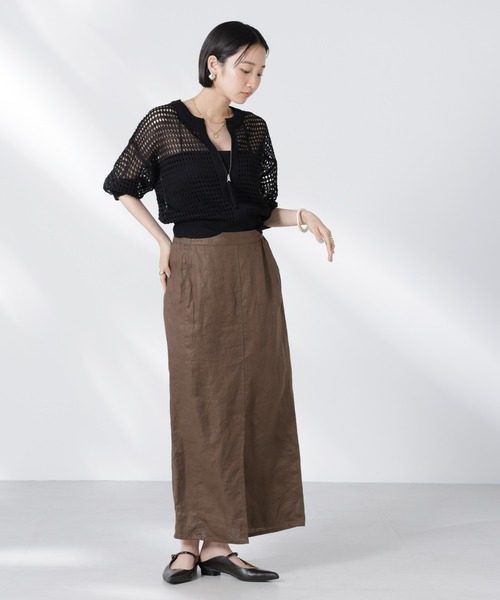 NANO universe（ナノユニバース）の「メッシュニットジップカーディガン（カーディガン/ボレロ・レディース・ピンク/ブラック/オフホワイト・FREE）」の15枚目の写真