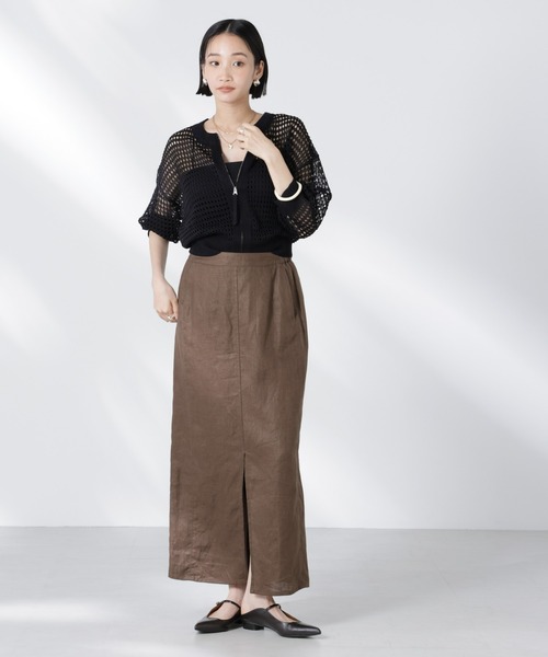 NANO universe（ナノユニバース）の「メッシュニットジップカーディガン（カーディガン/ボレロ・レディース・ピンク/ブラック/オフホワイト・FREE）」の17枚目の写真