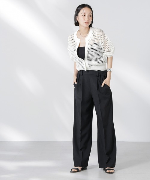 NANO universe（ナノユニバース）の「メッシュニットジップカーディガン（カーディガン/ボレロ・レディース・ピンク/ブラック/オフホワイト・FREE）」の21枚目の写真