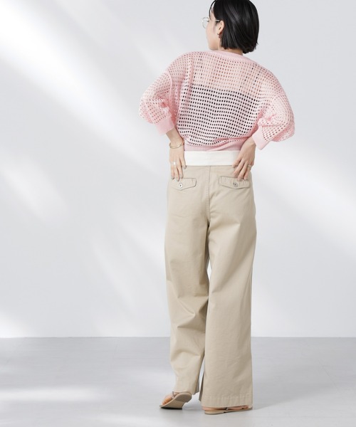 NANO universe（ナノユニバース）の「メッシュニットジップカーディガン（カーディガン/ボレロ・レディース・ピンク/ブラック/オフホワイト・FREE）」の9枚目の写真