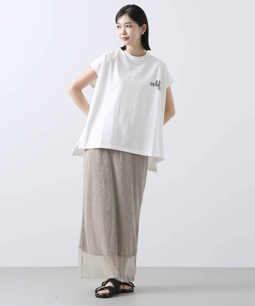 upperhights(アッパーハイツ)の「UpperロゴフレンチT(Tシャツ/カットソー・レディース・オフホワイト/ブラウン・FREE)」の6枚目の写真