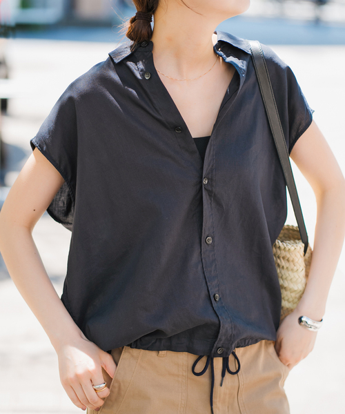 【美品】Spick&Span シアー オーバーシャツ ブラウス リネンブレンド 美品】Spick&Span シアー オーバーシャツ ブラウス リネン