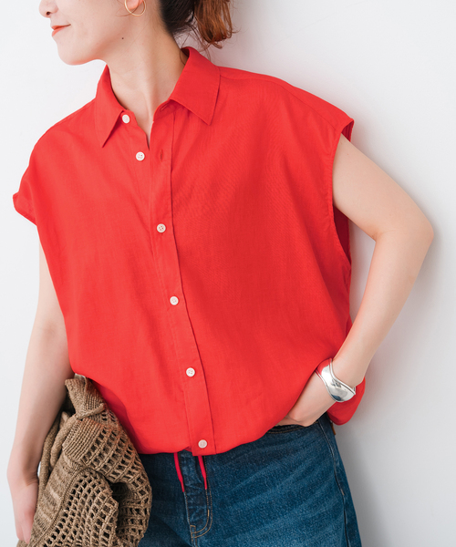 Spick & Span(スピックアンドスパン)の「リネンブレンドフレンチヘムギャザーシャツ(シャツ/ブラウス・レディース・レッド/ネイビー/マルチ・FREE)」の16枚目の写真