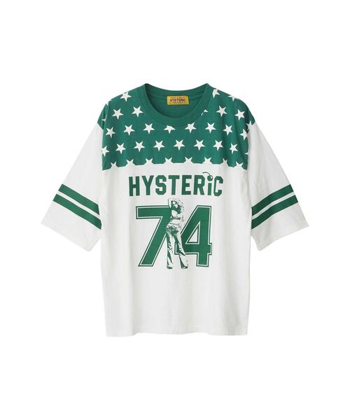 【美品】ヒステリックグラマー Tシャツ 五分袖 L ホワイト パープルプリント HYSTERIC GLAMOUR ヒステリックグラマー 4CL-5683 ガール