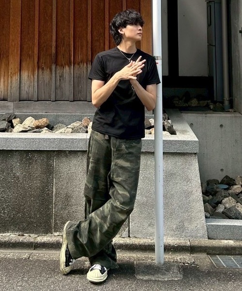 Chikashitsu +】snap button camouflage pants / 【チカシツプラス