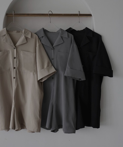 hellam クレープシャツロンパース hellam サロペット オーバーオール クレープ シャツロンパース