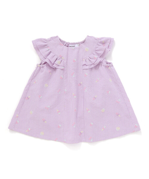 SLAP SLIP(スラップスリップ)の「【お揃い】カラフルスイーツ刺しゅう風発泡プリント柄肩フリルチュニック(80~130cm)(シャツ/ブラウス・キッズ・パープル系その他/ブルー系その他・90cm/80cm/100cm/130cm/110cm/120cm)」の7枚目の写真