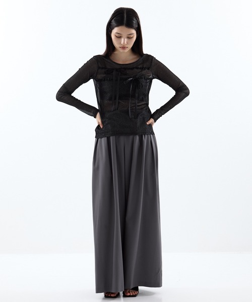 HOUGA/ホウガ】《STUDIOUS別注》SHEER RIBON SKIN TOPS/シアーリボン