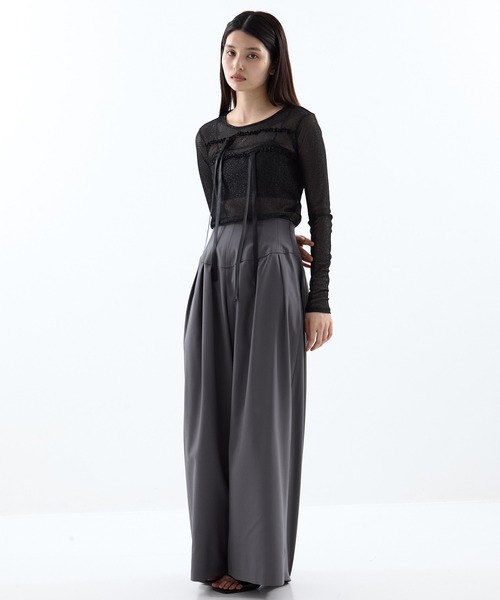 セール】【HOUGA/ホウガ】《STUDIOUS別注》SHEER RIBON SKIN TOPS