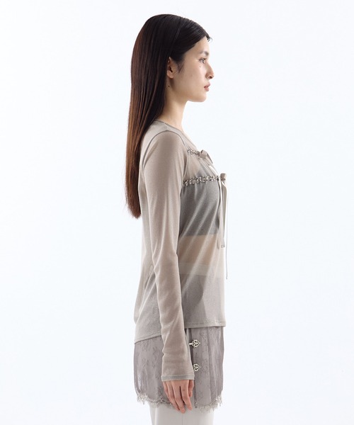 【美品】HOUGA　キャミソール　sandyシリーズ　リボン　ベージュ　ホウガ HOUGA キャミソール 「HOUGA/ホウガ」「STUDIOUS別注」frower