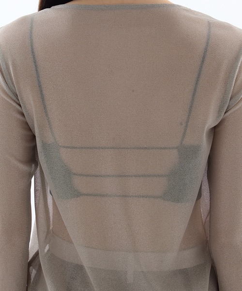 HOUGA（ホウガ）の「【HOUGA/ホウガ】《STUDIOUS別注》SHEER RIBON SKIN TOPS/シアーリボンスキントップス（Tシャツ/カットソー・レディース・ブラック/グレー・FREE）」の15枚目の写真