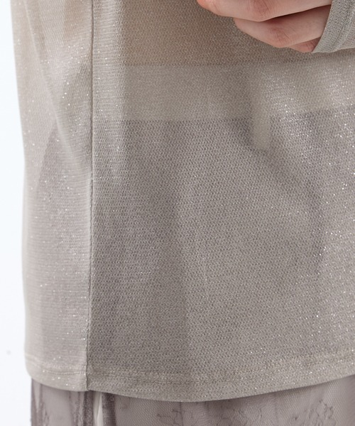 HOUGA（ホウガ）の「【HOUGA/ホウガ】《STUDIOUS別注》SHEER RIBON SKIN TOPS/シアーリボンスキントップス（Tシャツ/カットソー・レディース・ブラック/グレー・FREE）」の16枚目の写真