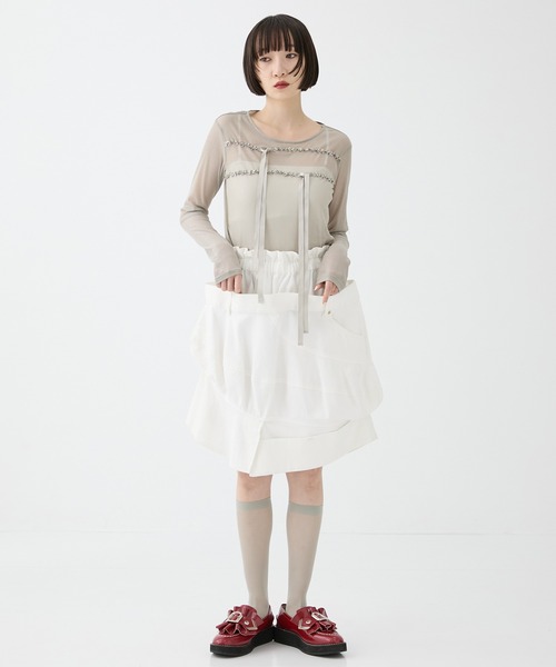 【美品】HOUGA　キャミソール　sandyシリーズ　リボン　ベージュ　ホウガ HOUGA キャミソール 「HOUGA/ホウガ」「STUDIOUS別注」frower