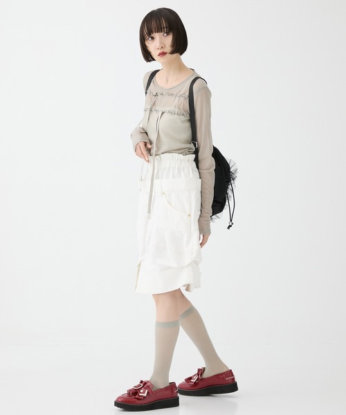セール】【HOUGA/ホウガ】《STUDIOUS別注》SHEER RIBON SKIN TOPS