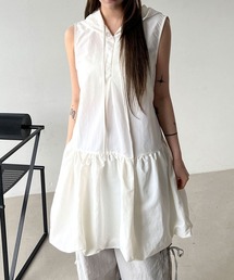 4INT.（フォイント）の「【ゴープコア/バレエコア/MDおすすめ】ナイロン バルーン フード タンク ワンピース（ワンピース）」