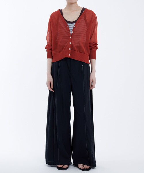 PUBLIC TOKYO(パブリックトウキョウ)の「コットンシアーカーディガン シアートップス(カーディガン/ボレロ・レディース・レッド/ブラック/アイボリー・FREE)」の4枚目の写真