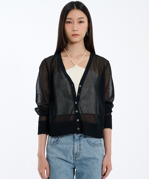 PUBLIC TOKYO(パブリックトウキョウ)の「コットンシアーカーディガン シアートップス(カーディガン/ボレロ・レディース・レッド/ブラック/アイボリー・FREE)」の21枚目の写真