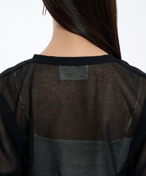 PUBLIC TOKYO(パブリックトウキョウ)の「コットンシアーカーディガン シアートップス(カーディガン/ボレロ・レディース・レッド/ブラック/アイボリー・FREE)」の9枚目の写真