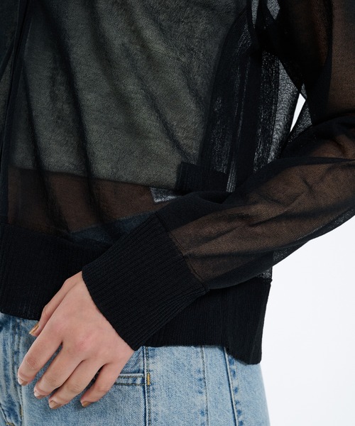 PUBLIC TOKYO(パブリックトウキョウ)の「コットンシアーカーディガン シアートップス(カーディガン/ボレロ・レディース・レッド/ブラック/アイボリー・FREE)」の12枚目の写真