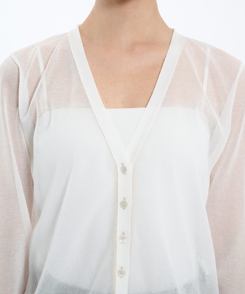 PUBLIC TOKYO(パブリックトウキョウ)の「コットンシアーカーディガン シアートップス(カーディガン/ボレロ・レディース・レッド/ブラック/アイボリー・FREE)」の15枚目の写真