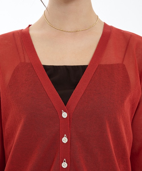 PUBLIC TOKYO(パブリックトウキョウ)の「コットンシアーカーディガン シアートップス(カーディガン/ボレロ・レディース・レッド/ブラック/アイボリー・FREE)」の13枚目の写真