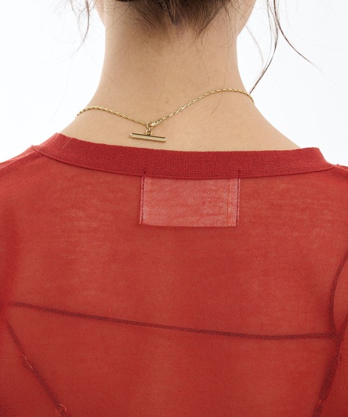 PUBLIC TOKYO(パブリックトウキョウ)の「コットンシアーカーディガン シアートップス(カーディガン/ボレロ・レディース・レッド/ブラック/アイボリー・FREE)」の14枚目の写真