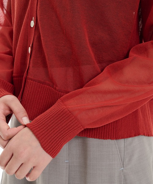 PUBLIC TOKYO(パブリックトウキョウ)の「コットンシアーカーディガン シアートップス(カーディガン/ボレロ・レディース・レッド/ブラック/アイボリー・FREE)」の8枚目の写真