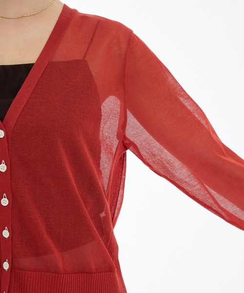 PUBLIC TOKYO(パブリックトウキョウ)の「コットンシアーカーディガン シアートップス(カーディガン/ボレロ・レディース・レッド/ブラック/アイボリー・FREE)」の7枚目の写真