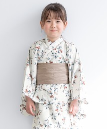 SOUBIEN(ソウビエン)の【floro by SOUBIEN】キッズワンピース浴衣3点セット (上着+ワンピース+帯)(浴衣)