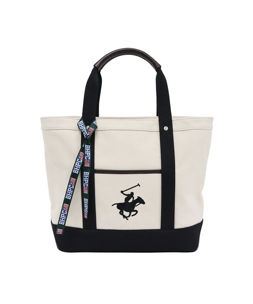 BEVERLY HILLS POLO CLUB（ビバリーヒルズポロクラブ）の「【BEVERLY HILLS POLO CLUB/ビバリーヒルズポロクラブ】キャンバスラージトートバッグ（トートバッグ・レディース・ブラック/ネイビー/グレー/オフホワイト/アイボリー・FREE）」の2枚目の写真