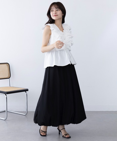 MAGASIN DE MODE Chou Chou（マガジンデモードシュシュ）の「【MAGASIN DE MODE Chou Chou】オーバーチュールバルーンスカート trc※（スカート・レディース・アイボリー/ブラック・FREE）」の8枚目の写真