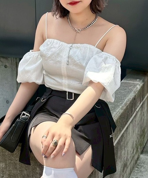 Another Branch olive des olive(アナザーブランチオリーブデオリーブ)の「【@may_81oセレクト】2WAYオフショルブラウス(シャツ/ブラウス・レディース・サックスブルー/ブラック/オフホワイト・FREE)」の4枚目の写真