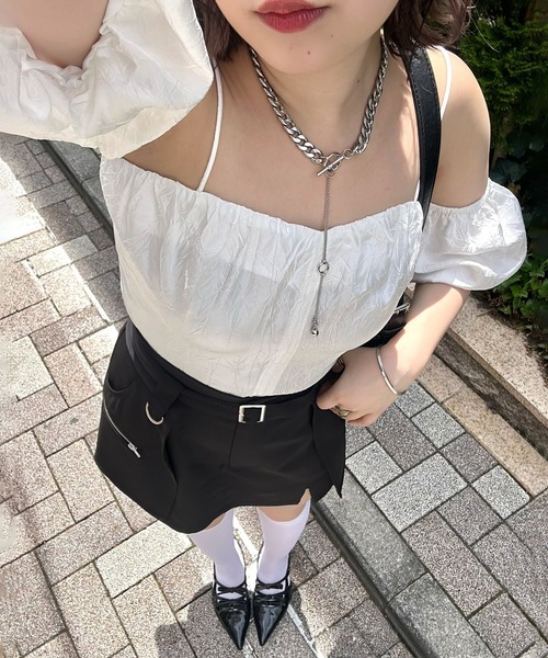 Another Branch olive des olive(アナザーブランチオリーブデオリーブ)の「【@may_81oセレクト】2WAYオフショルブラウス(シャツ/ブラウス・レディース・サックスブルー/ブラック/オフホワイト・FREE)」の5枚目の写真