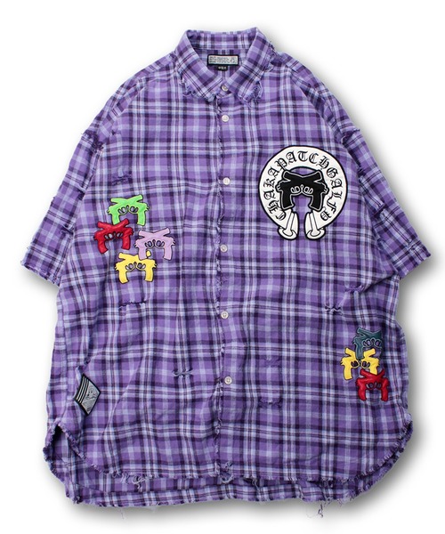 GALFY(ガルフィー)の「【GALFY/ガルフィー】チャカパッチチェックシャツ(シャツ/ブラウス・メンズ・レッド系/パープル系/ブルー系・L/XL)」の3枚目の写真