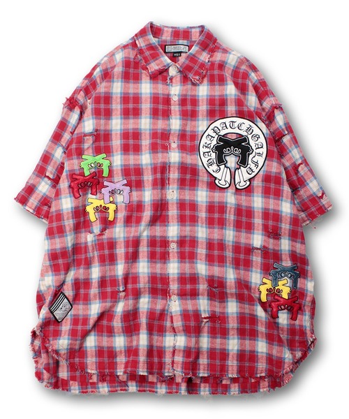 GALFY(ガルフィー)の「【GALFY/ガルフィー】チャカパッチチェックシャツ(シャツ/ブラウス・メンズ・レッド系/パープル系/ブルー系・L/XL)」の1枚目の写真