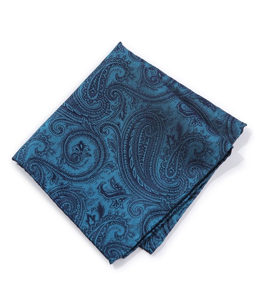 MEN'S BIGI（メンズビギ）の「シャドーペイズリー柄シルクチーフ（バンダナ/スカーフ・メンズ・シルバー/ターコイズブルー/ボルドー/ベージュ・FREE）」の3枚目の写真