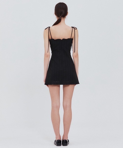 ★韓国大人気★【NOT YOUR ROSE】Lace frill mini dress 韓国 Not your rose】Lace frill mini dress (Ivory/Black)